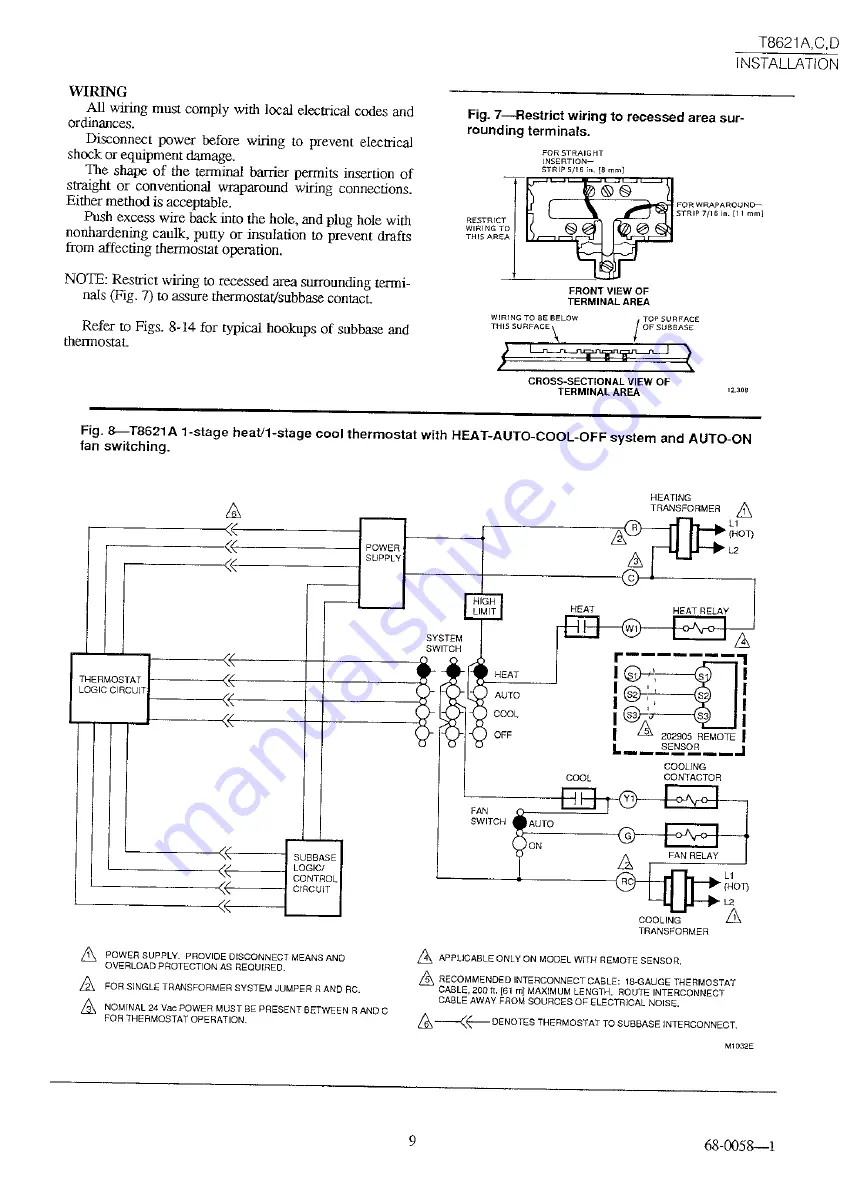 Honeywell CHRONOTHERM III T8621A User Manual Download Page 9