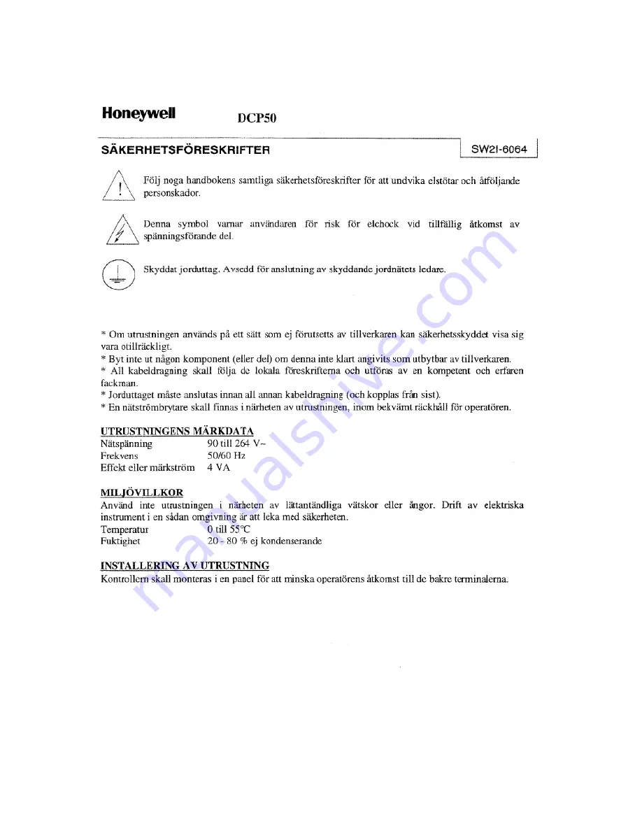 Honeywell DCP 50 Скачать руководство пользователя страница 96