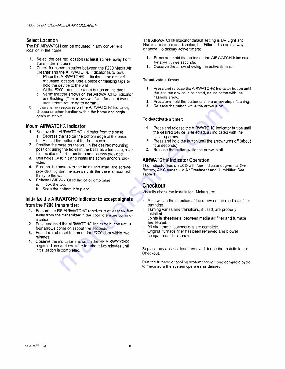 Honeywell F200 Manual Download Page 8