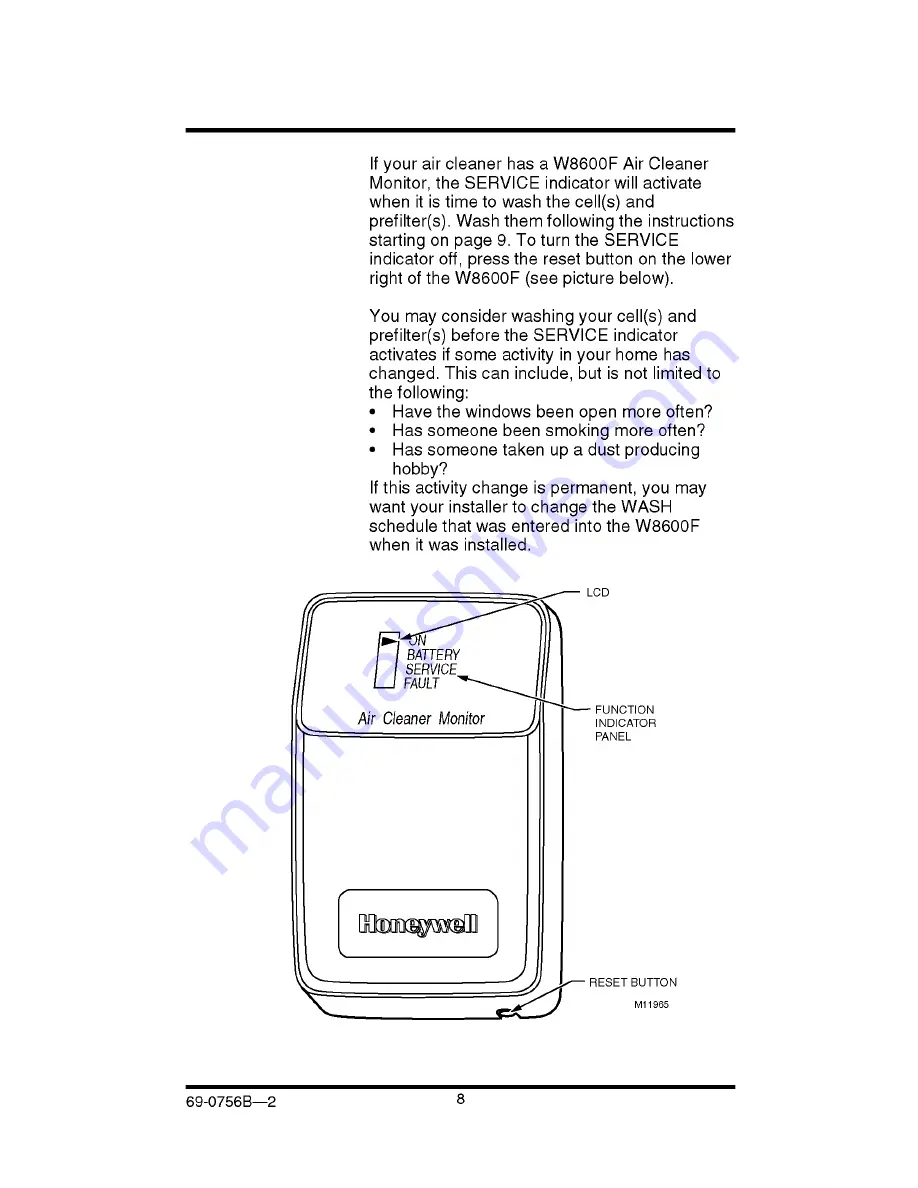 Honeywell F50F Owner'S Manual Download Page 10