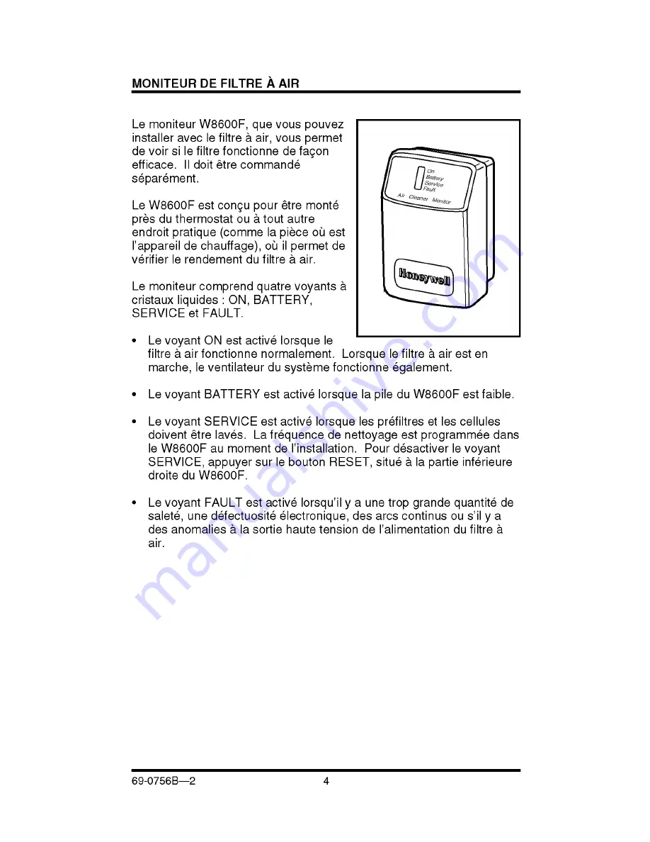 Honeywell F50F Скачать руководство пользователя страница 34