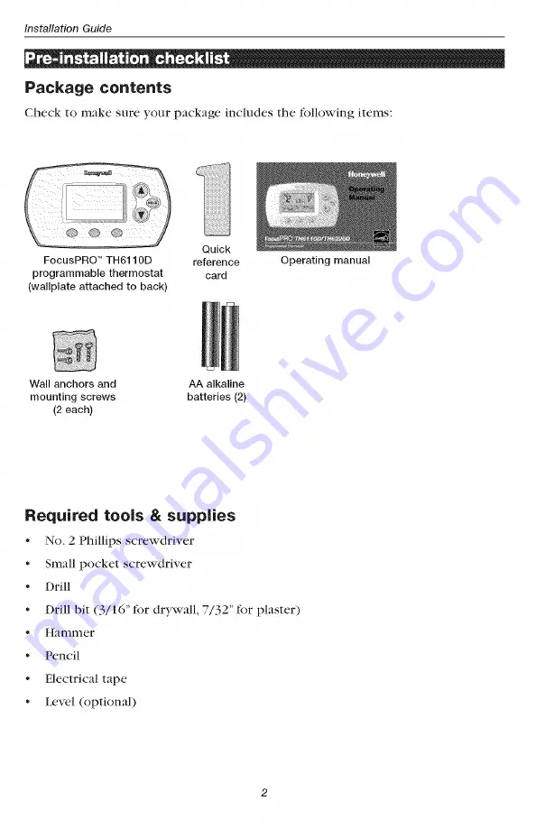 Honeywell FocusPRO TH6110D Скачать руководство пользователя страница 4