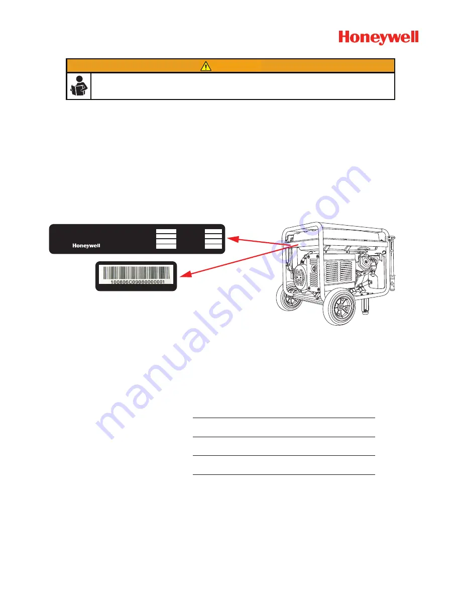 Honeywell HW5500 - 5500 Portable Generator Owner'S Manual Download Page 2