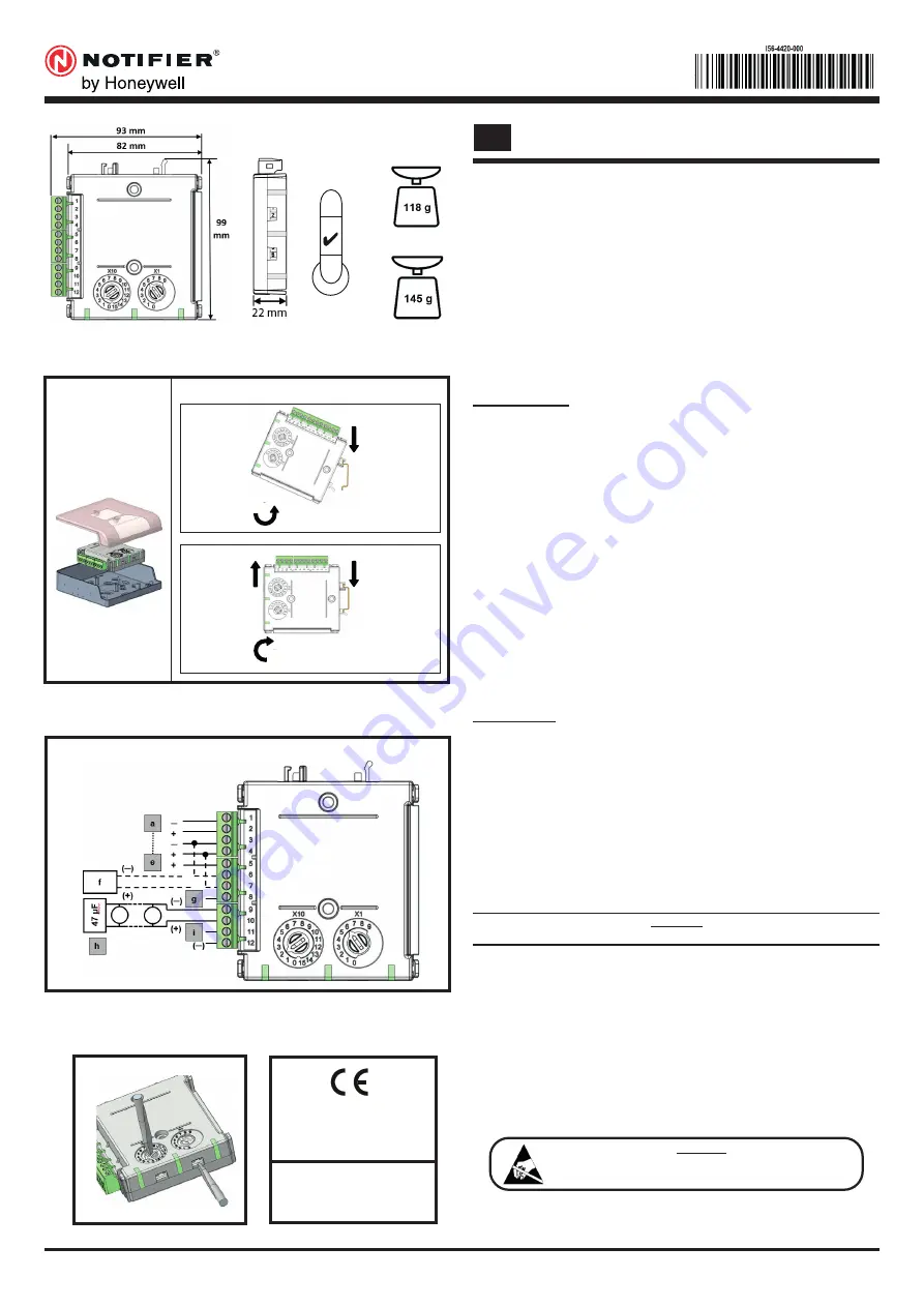 Honeywell NOTIFIER M710E-CZ Installation Instructions Download Page 1