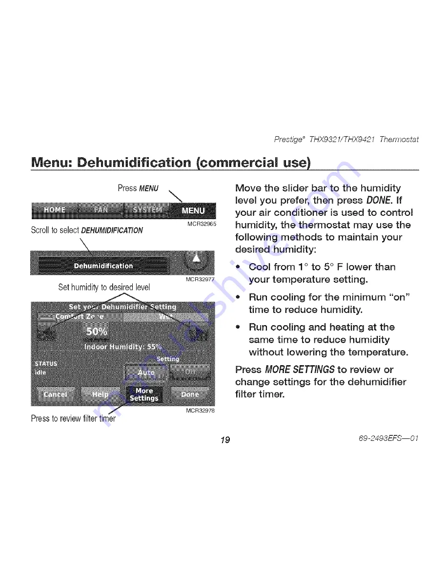 Honeywell PRESTIGE THX9321 Manual Download Page 21