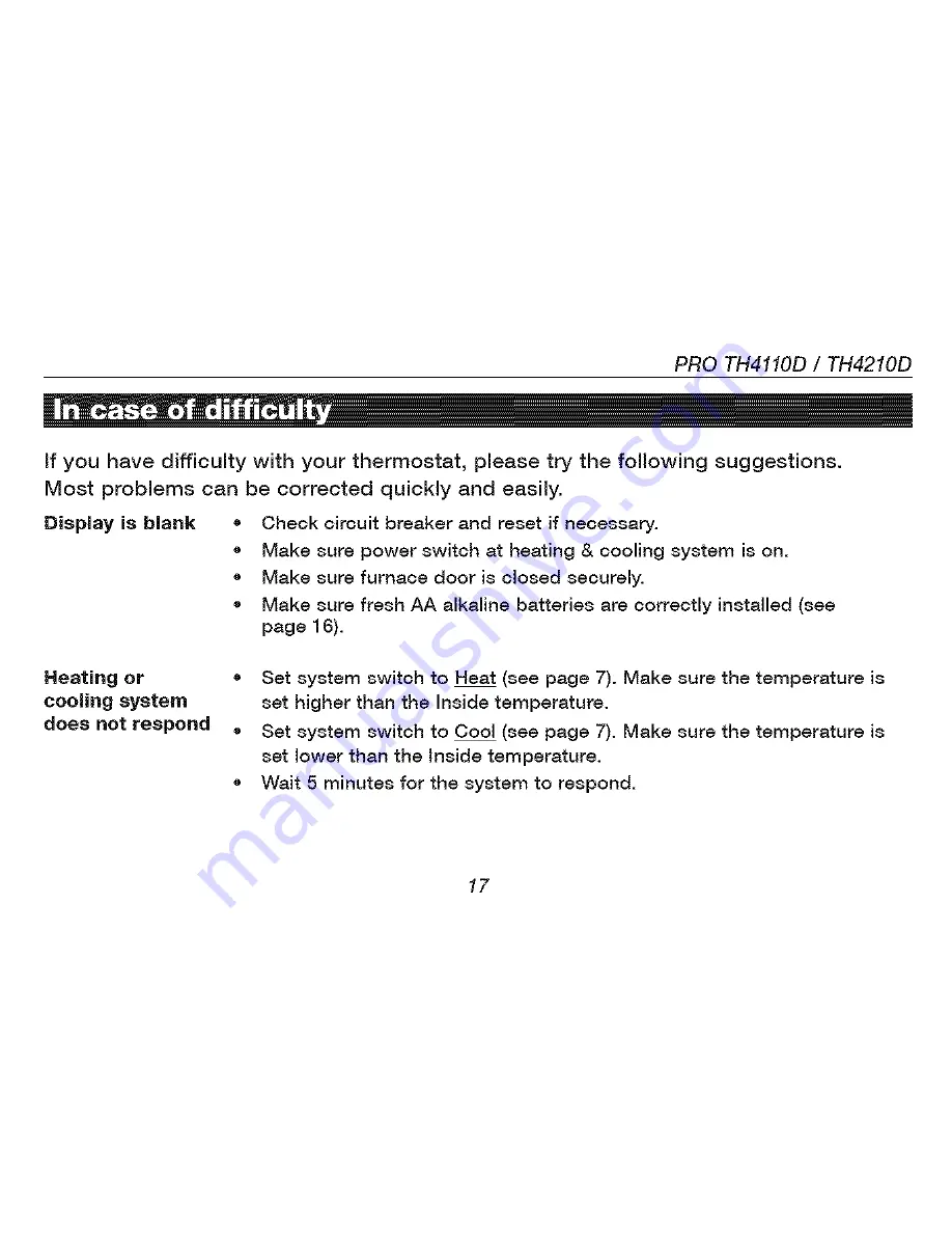 Honeywell PRO TH4000 series Owner'S Manual Download Page 19