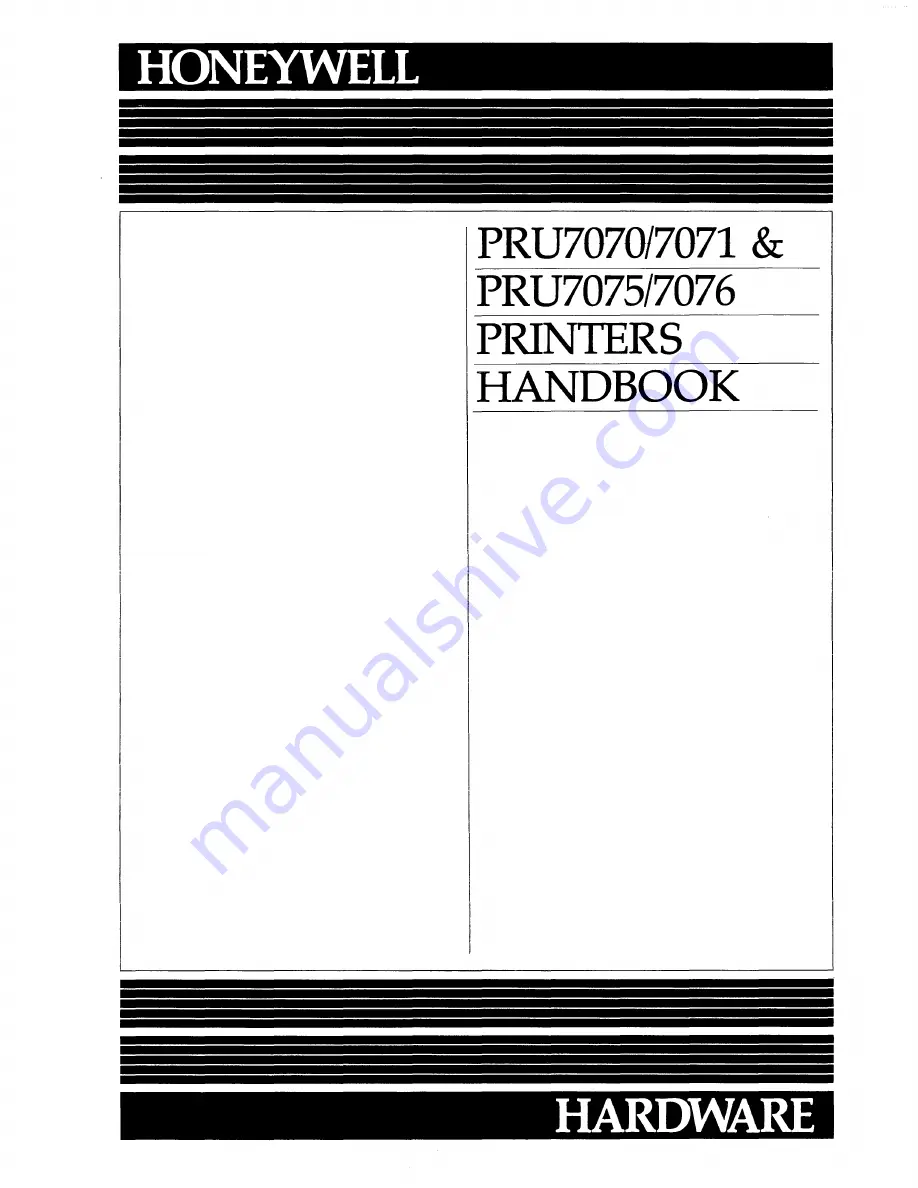 Honeywell PRU7070 Handbook Download Page 1