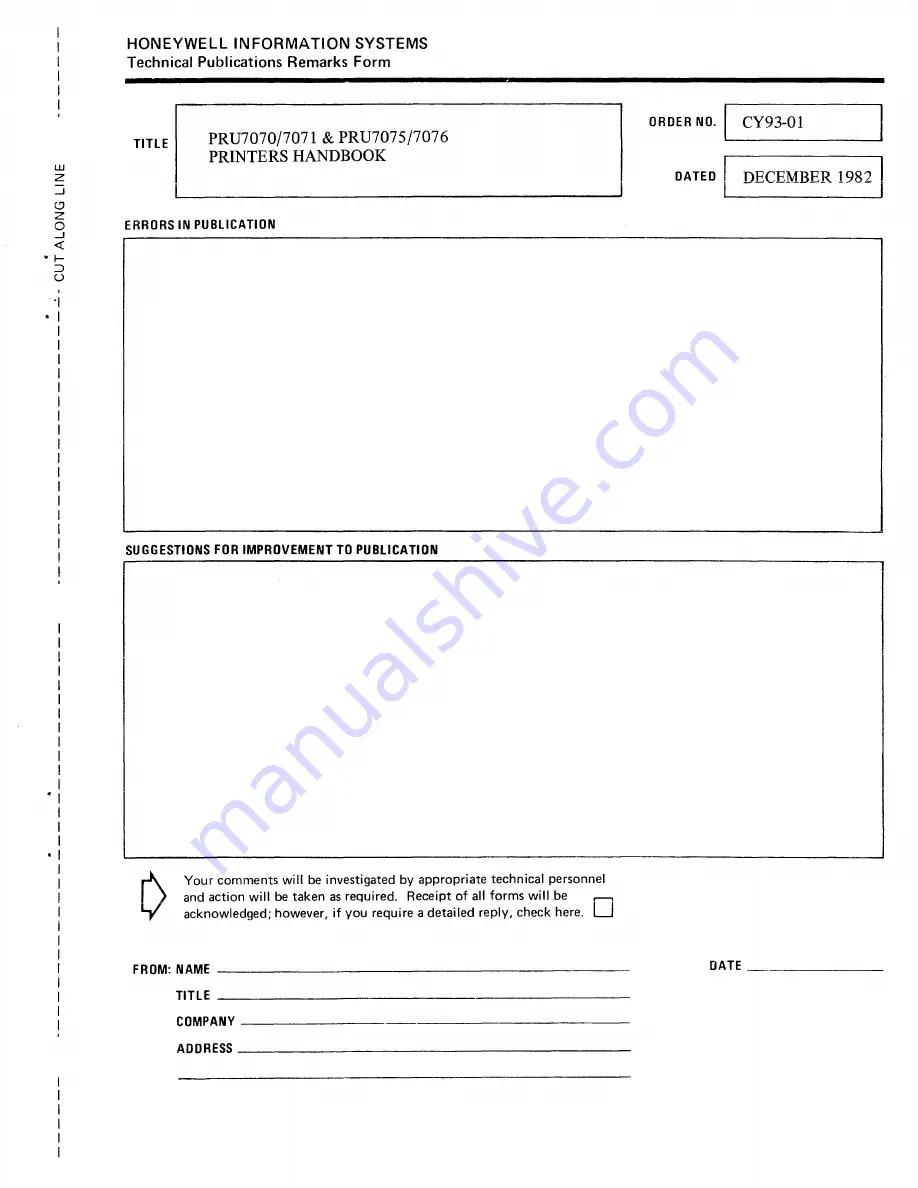 Honeywell PRU7070 Handbook Download Page 64