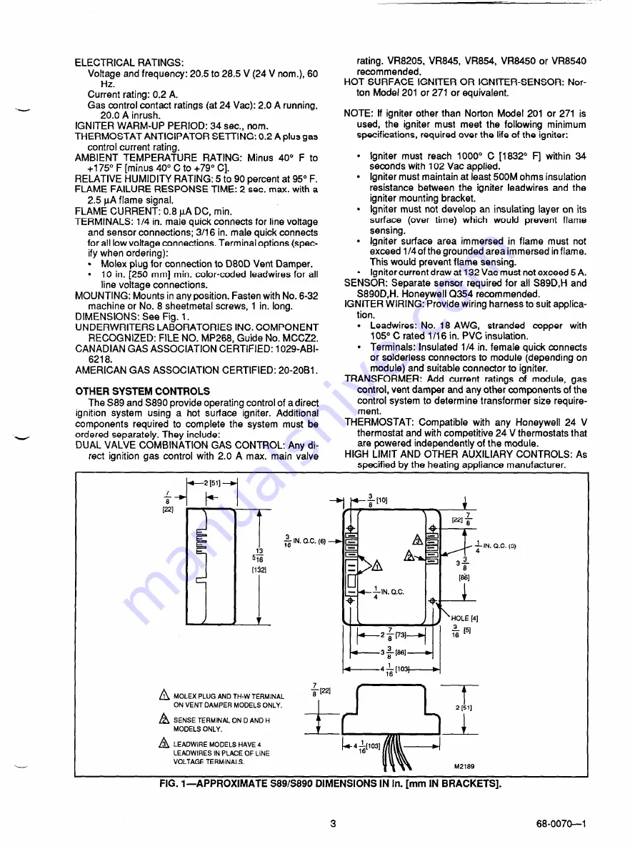 Honeywell S890C Скачать руководство пользователя страница 3