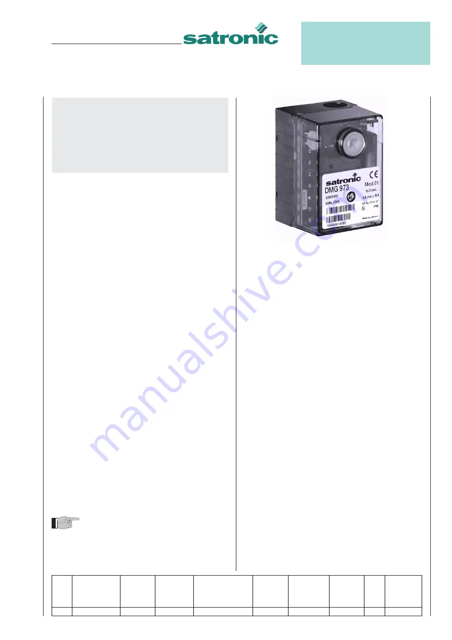 Honeywell Satronic DMG 973 Manual Download Page 1