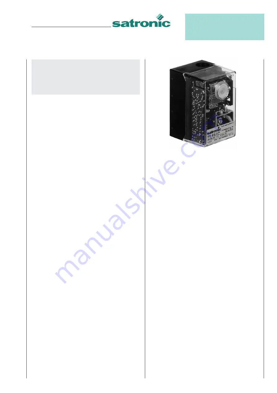 Honeywell Satronic TFI 812 Series Quick Start Manual Download Page 1