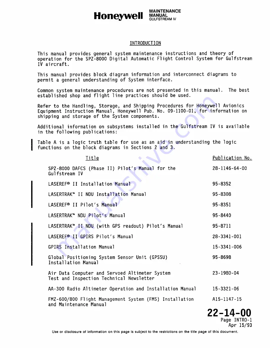 Honeywell SPZ-8000 Maintenance Manual Download Page 39