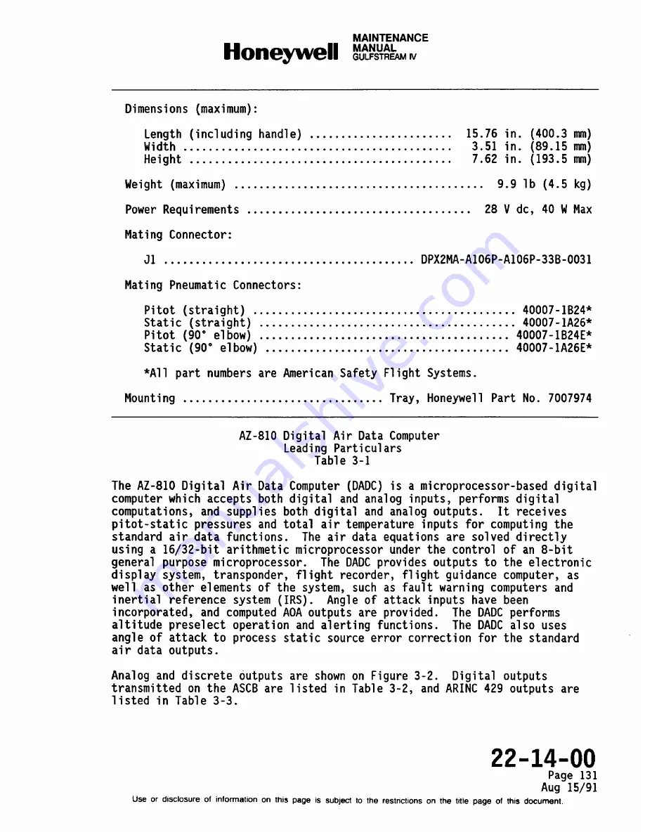 Honeywell SPZ-8000 Maintenance Manual Download Page 121