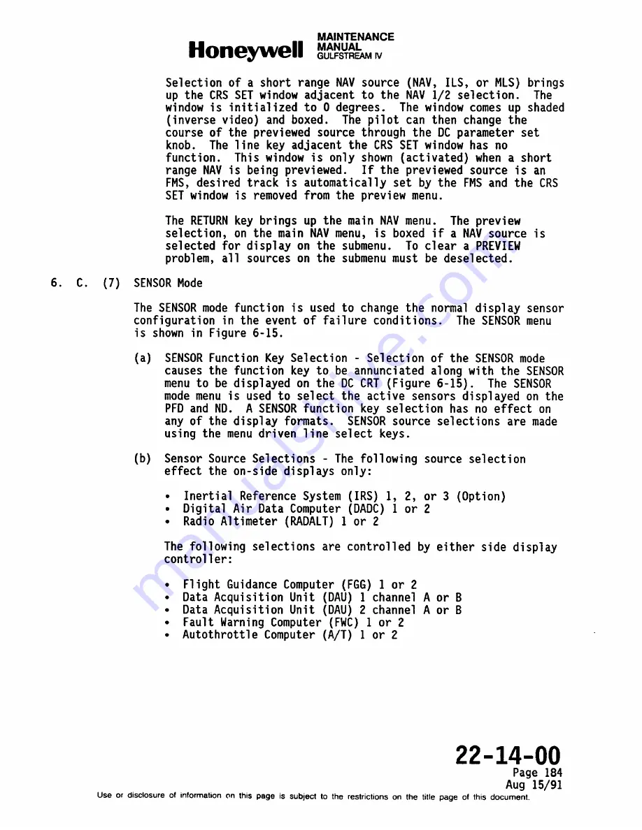 Honeywell SPZ-8000 Maintenance Manual Download Page 169