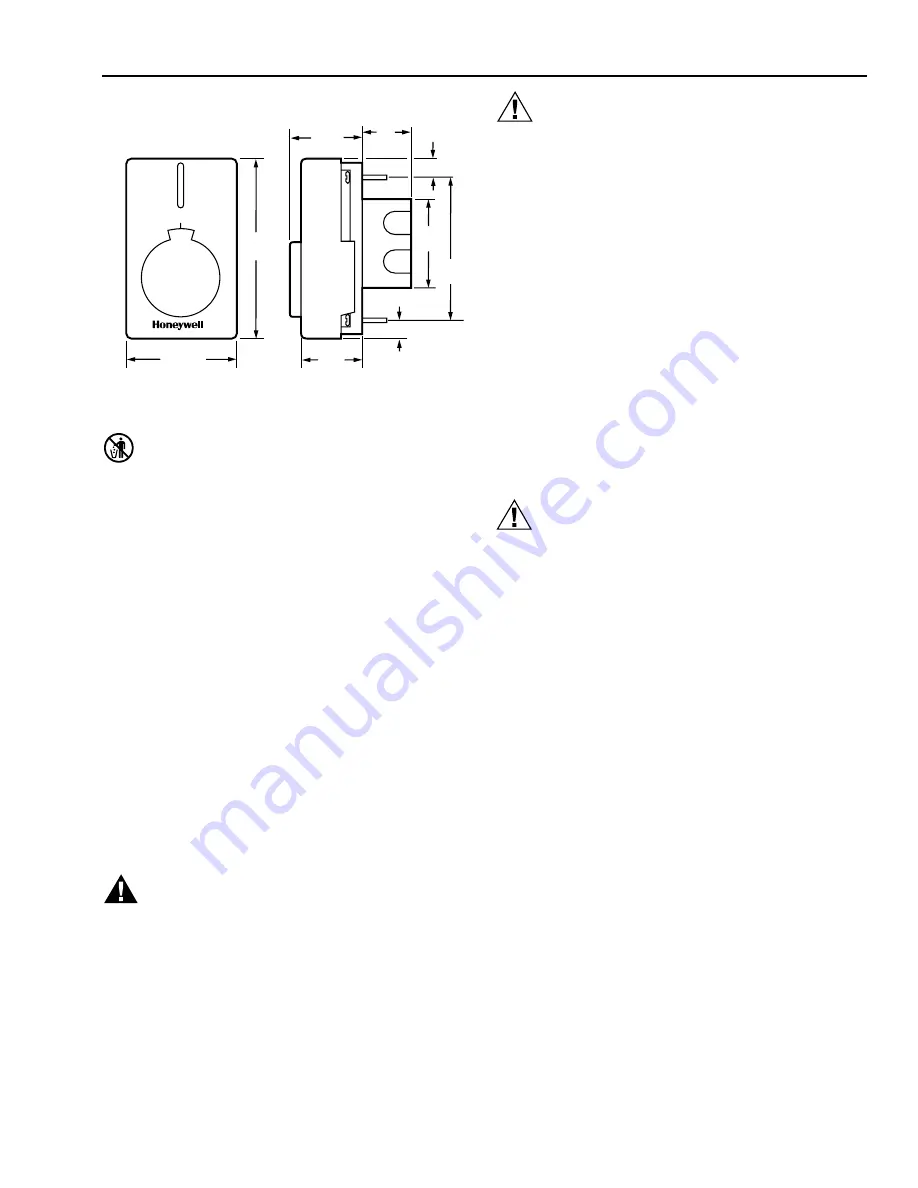 Honeywell T4398A1021 - Electric Heat Thermostat Product Data Download Page 3