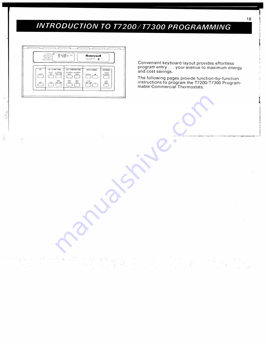 Honeywell T7200 Owner'S Manual Download Page 18