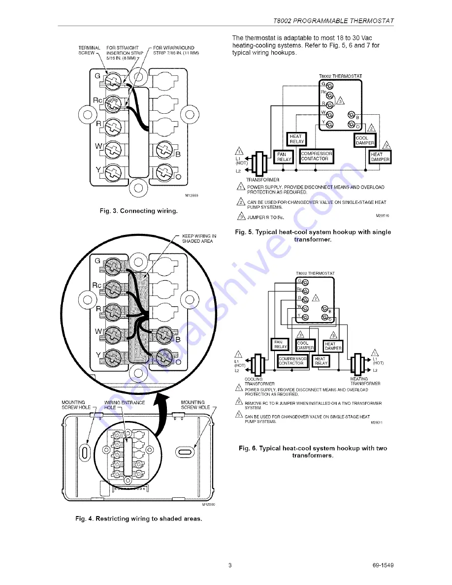 Honeywell T8002 Installation Instructions Manual Download Page 3