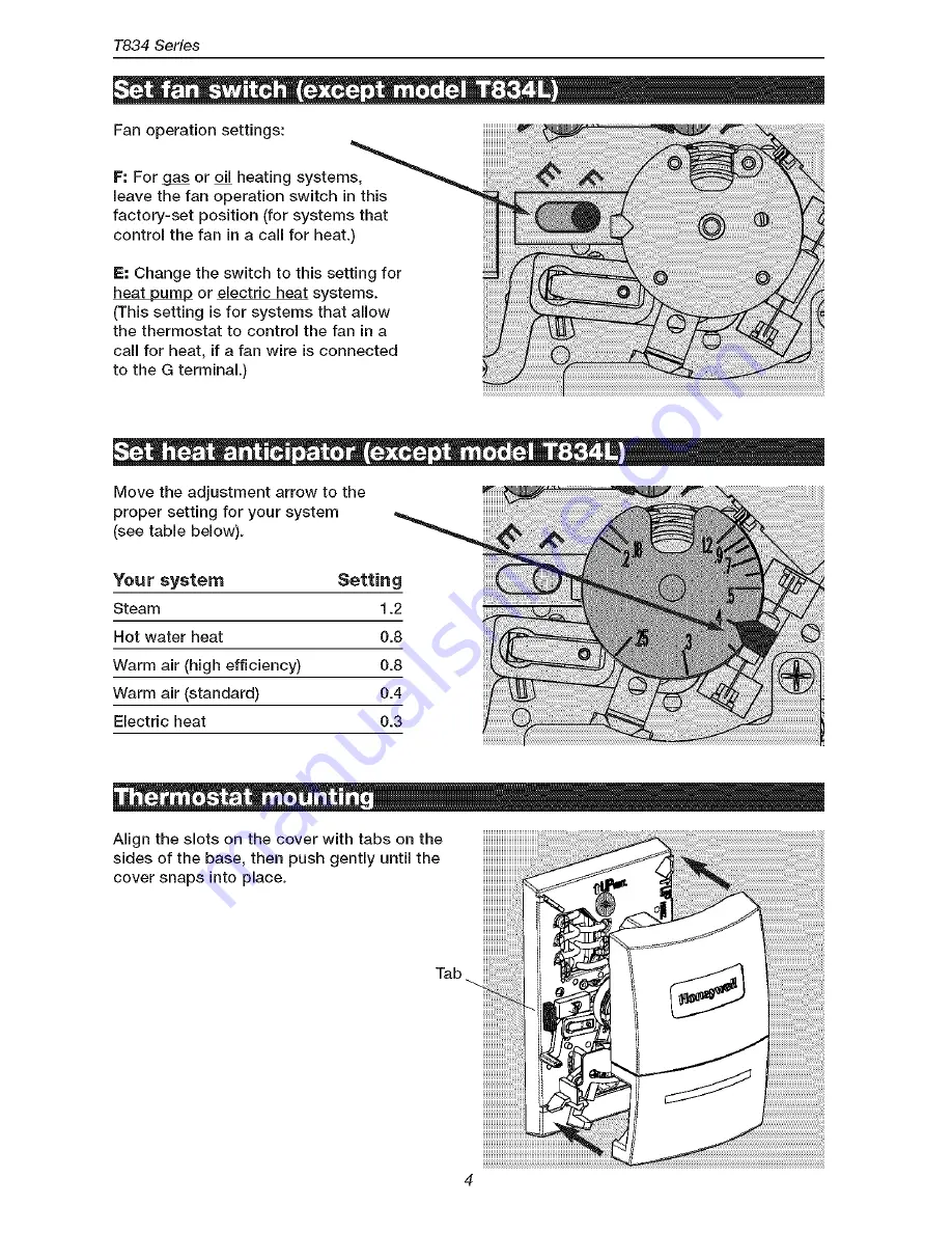 Honeywell T8034N Manual Download Page 4