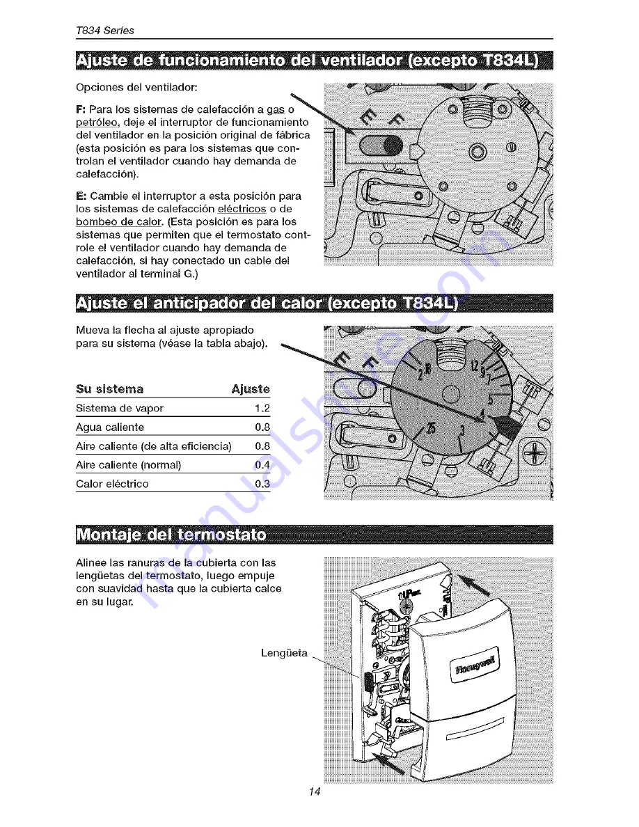 Honeywell T8034N Manual Download Page 14