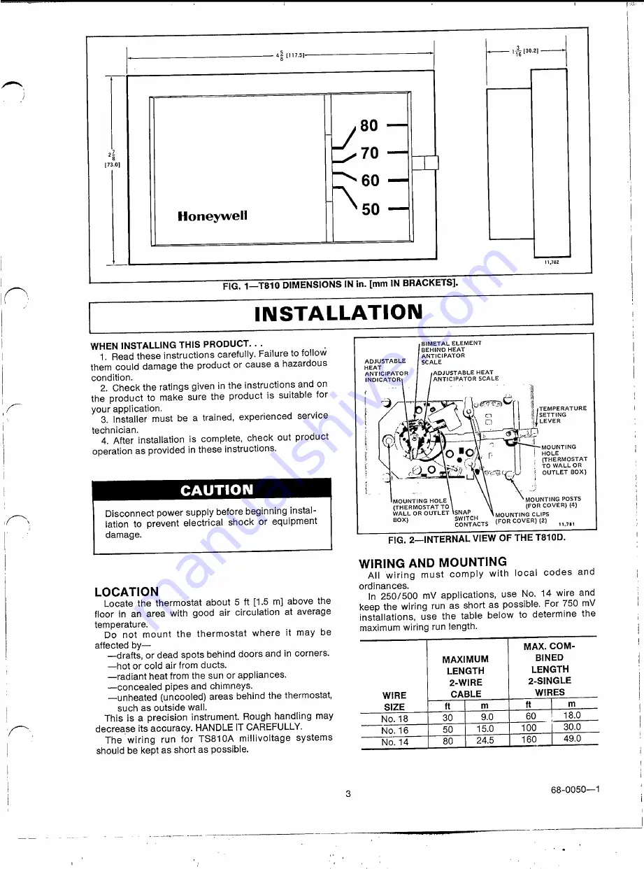 Honeywell T810A Скачать руководство пользователя страница 3