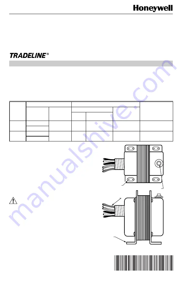 Honeywell TRADELINE AT150F Installation Instructions Download Page 1