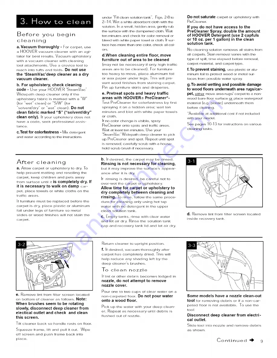 Hoover SteamVac LS Owner'S Manual Download Page 9