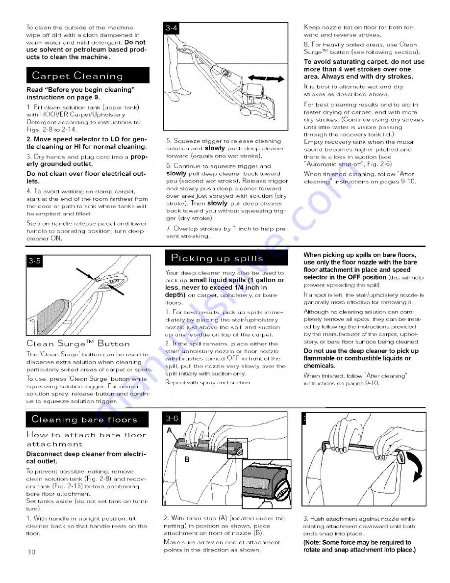 Hoover SteamVac LS Owner'S Manual Download Page 10