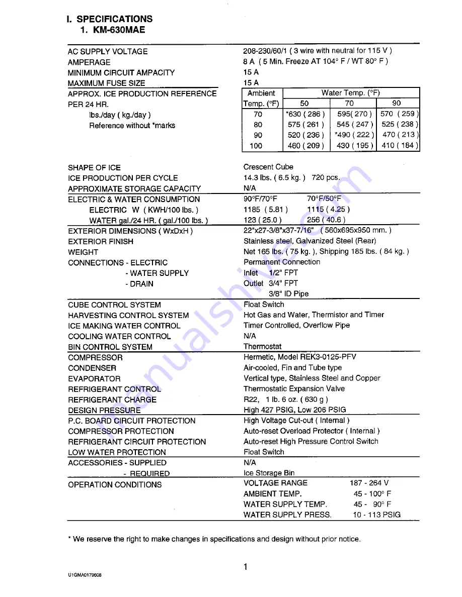 Hoshizaki KM-630MAE Скачать руководство пользователя страница 5