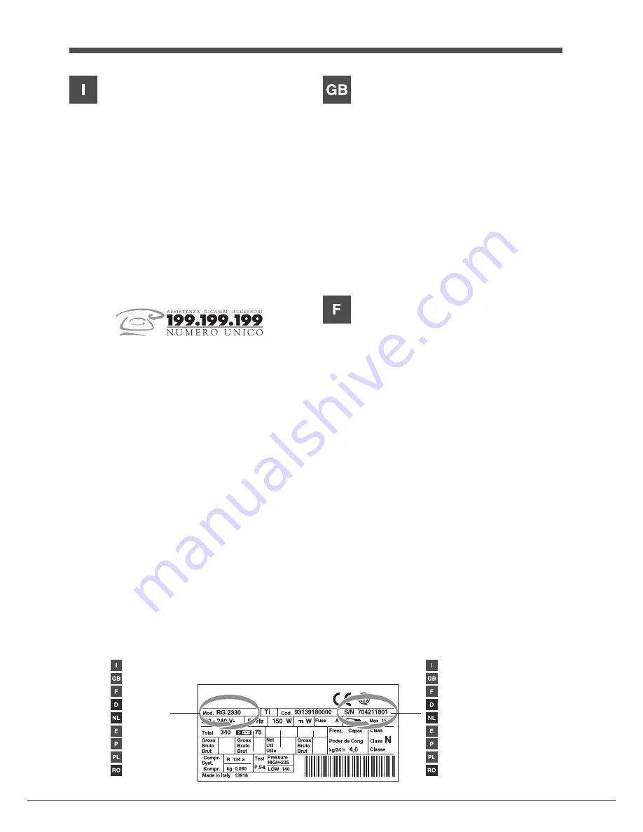 Hotpoint Ariston BCB 3 series Скачать руководство пользователя страница 3