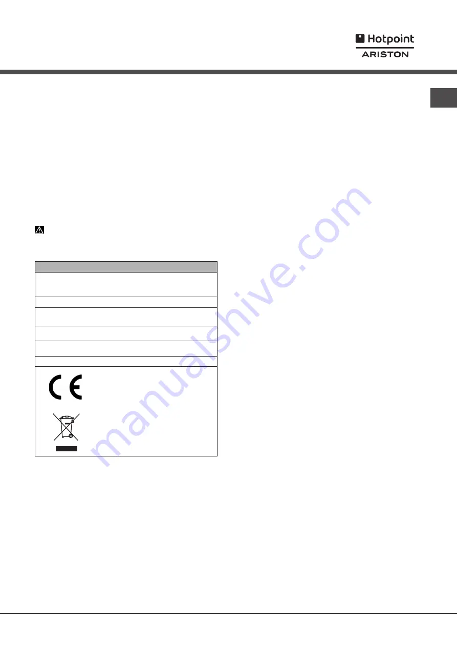 Hotpoint Ariston LSFF 9M114 Operating Instructions Manual Download Page 13