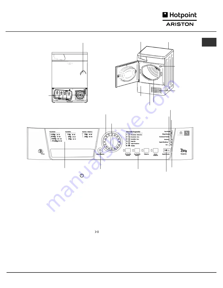 Hotpoint Ariston TCL 831 B Instruction Booklet Download Page 19