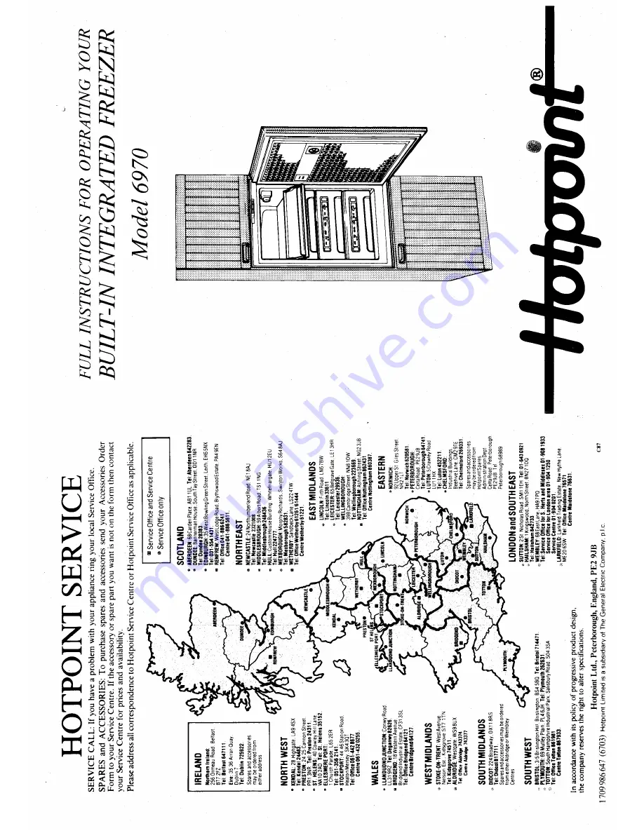 Hotpoint 6970 Instructions For Operating Manual Download Page 1