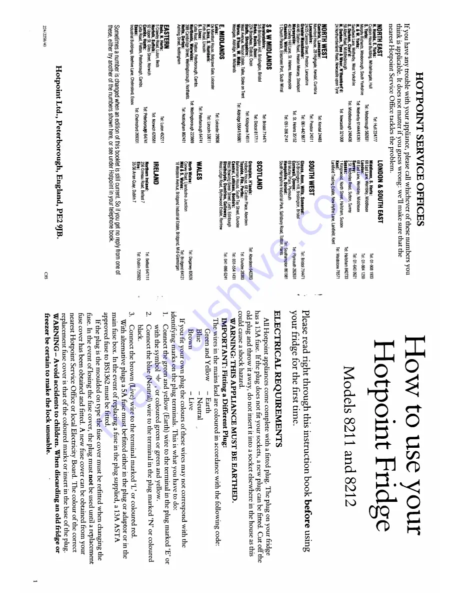 Hotpoint 8211 User Manual Download Page 1