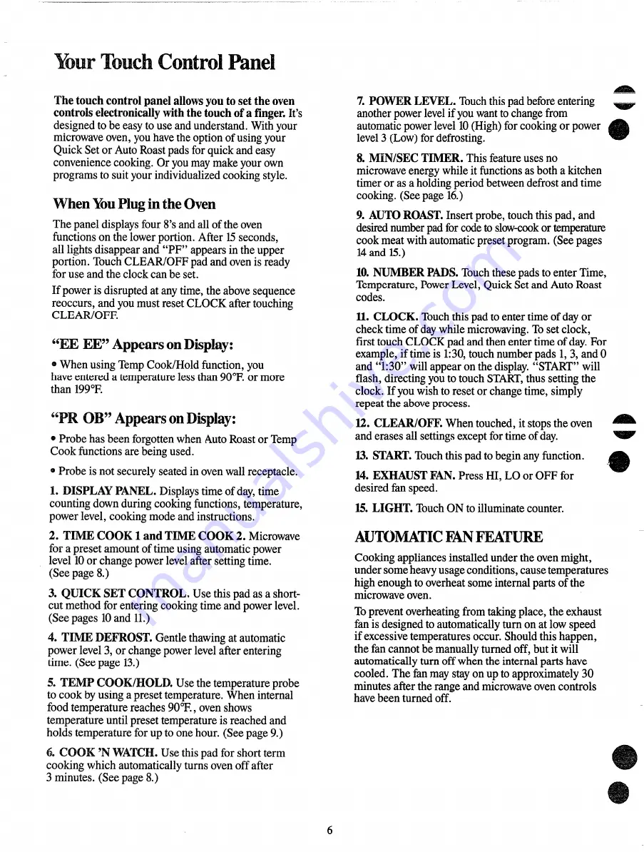 Hotpoint Counter Saver RVM122H Use And Care Manual Download Page 6