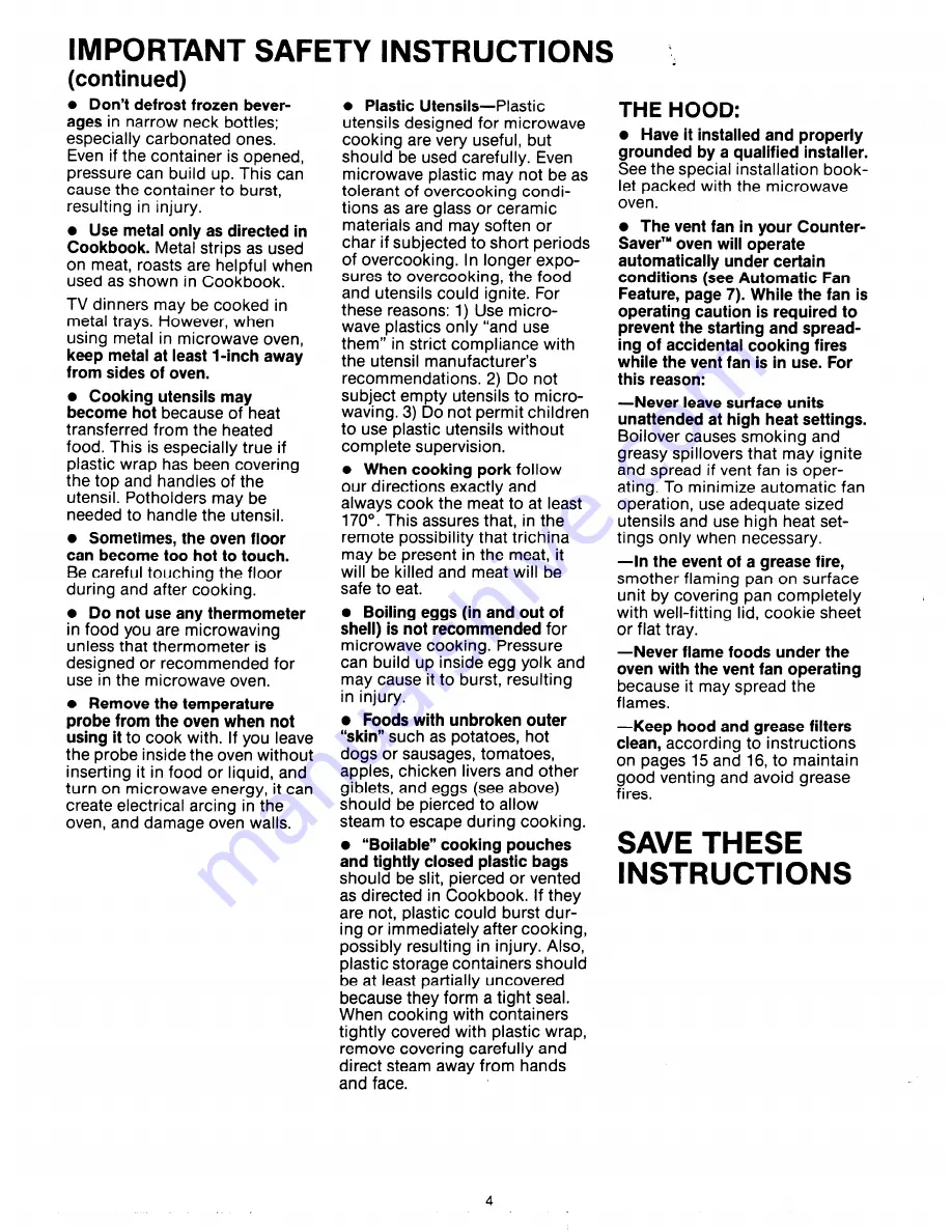 Hotpoint Counter Saver RVM58 Use And Care Manual Download Page 4