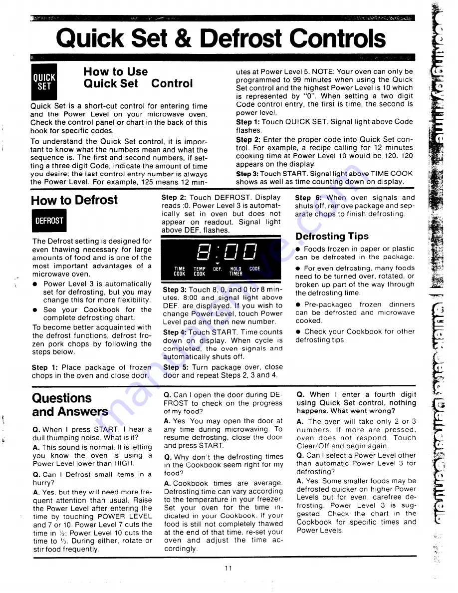 Hotpoint Counter Saver RVM58 Use And Care Manual Download Page 11