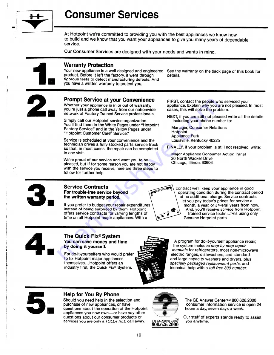 Hotpoint Counter Saver RVM58 Use And Care Manual Download Page 19