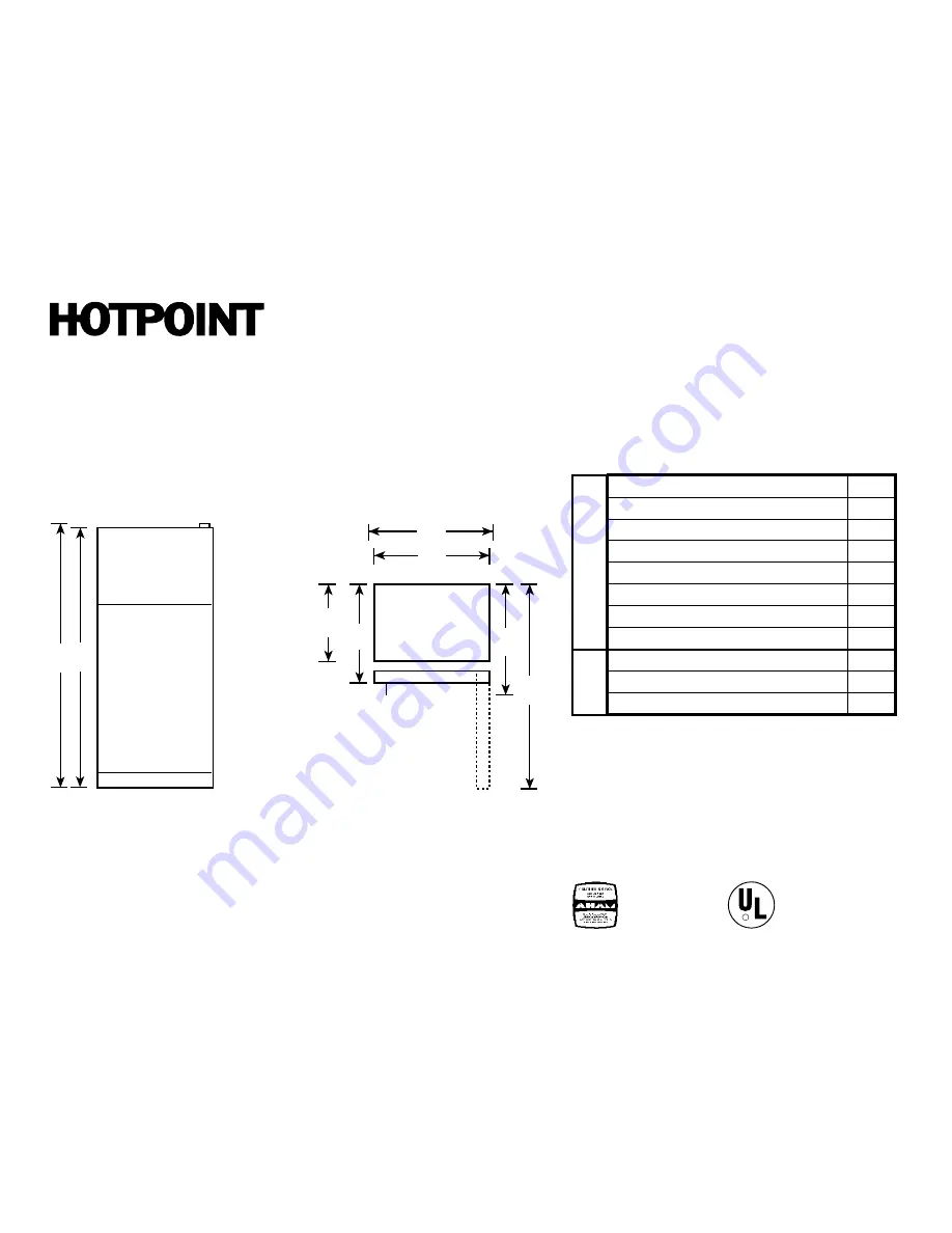 Hotpoint CTX18LYZ Specification Download Page 1