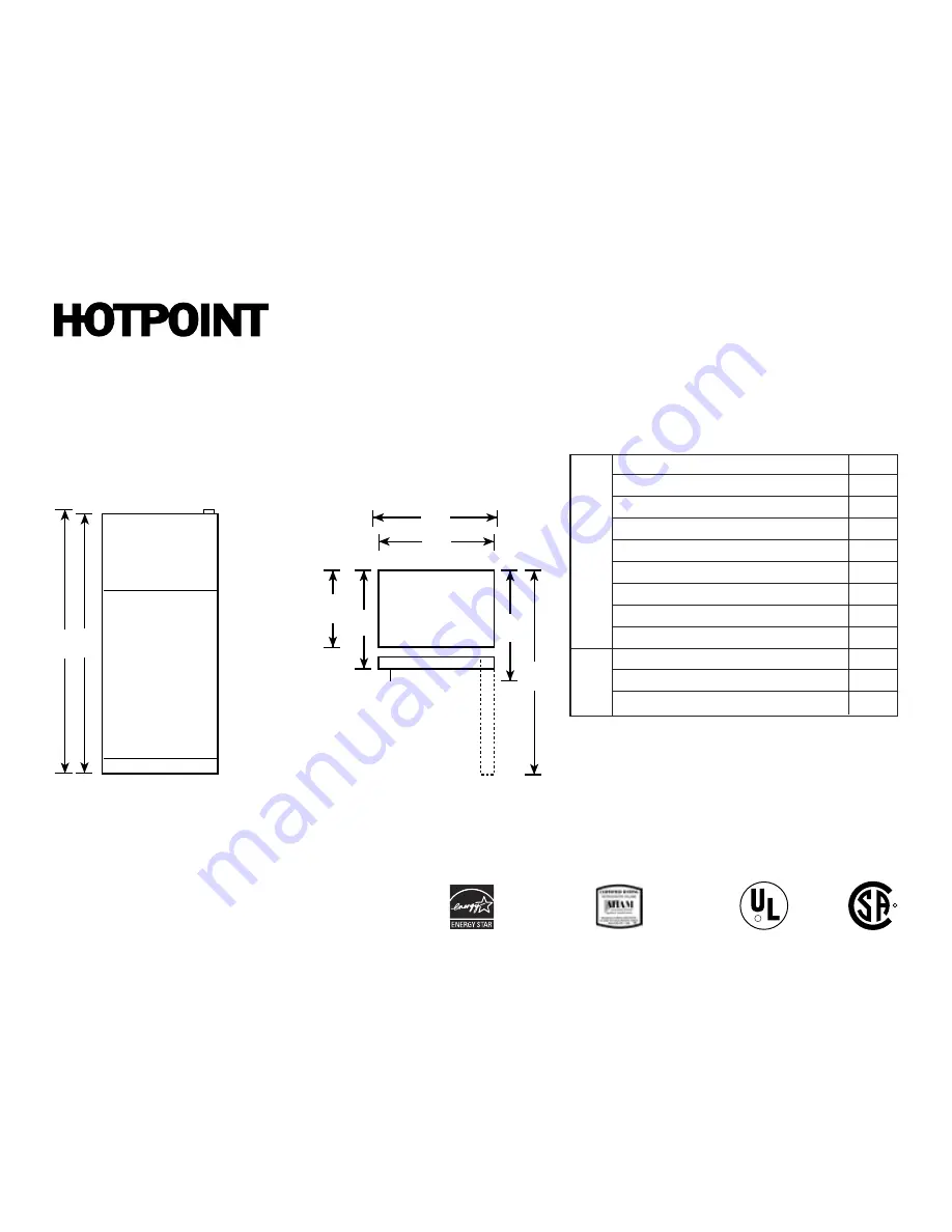 Hotpoint HTH16BBSL Specifications Download Page 1