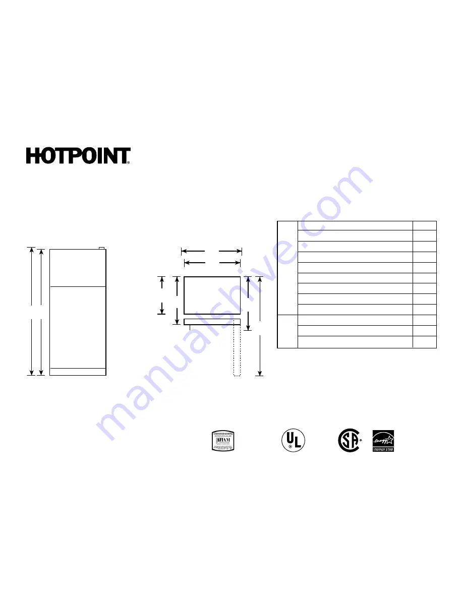 Hotpoint HTH17CBT Dimensions And Installation Information Download Page 1