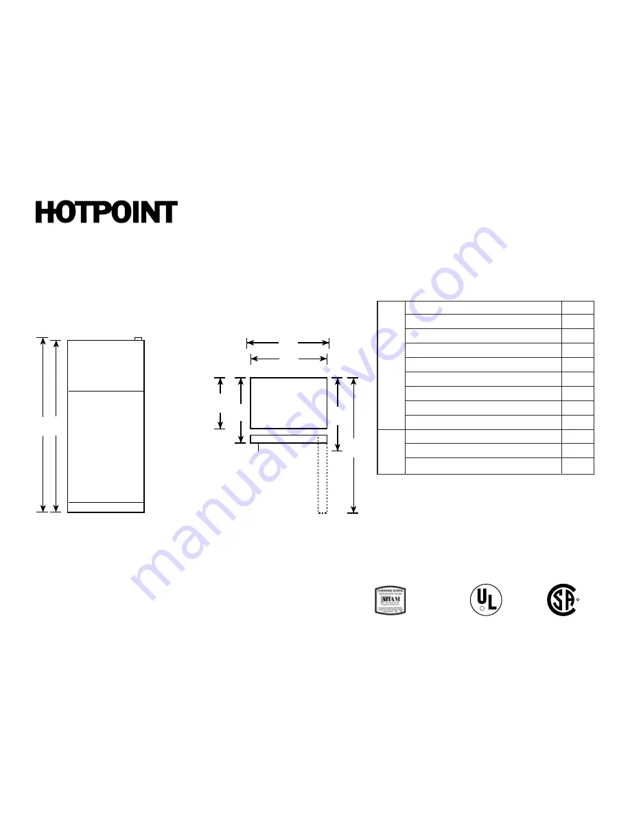 Hotpoint HTS17GBS Dimensions And Installation Information Download Page 1