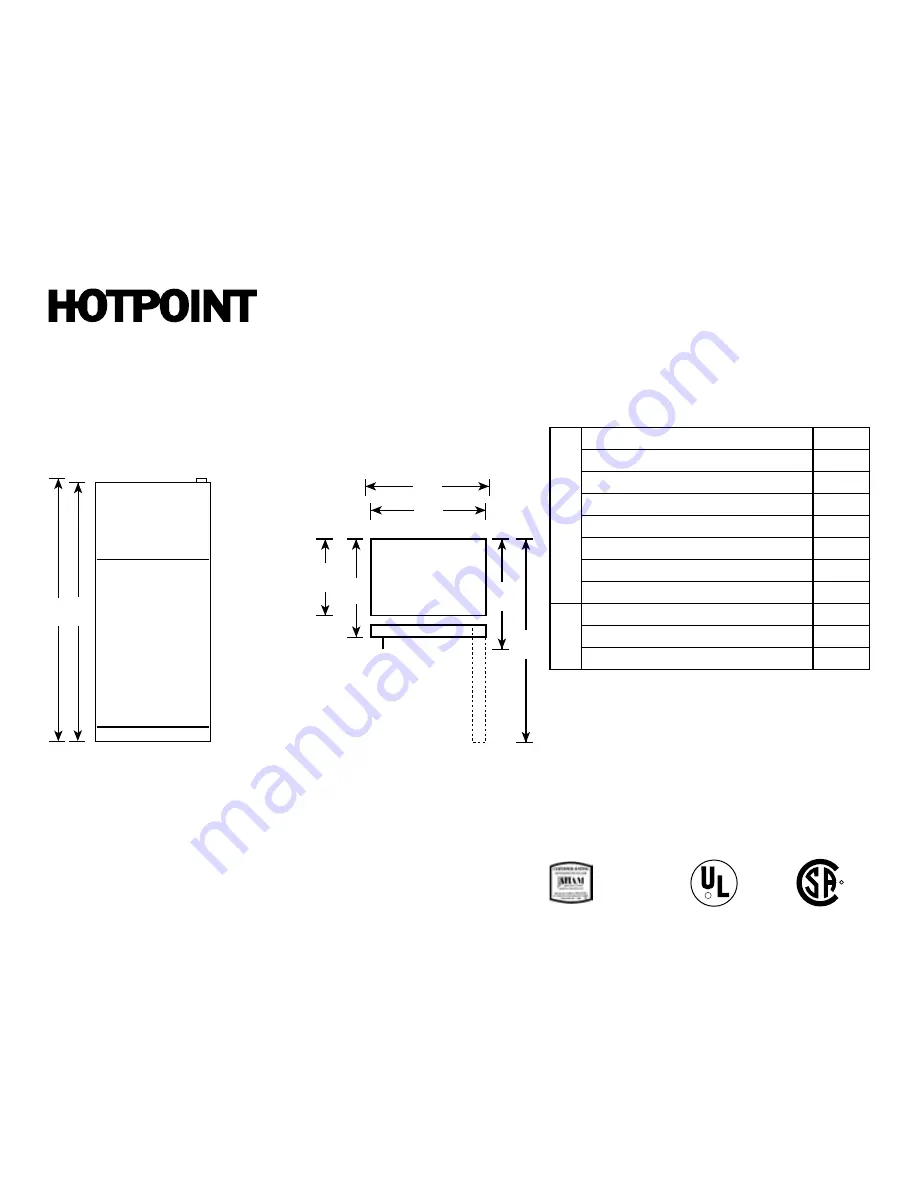 Hotpoint HTS18IBSBB Dimensions And Installation Information Download Page 1