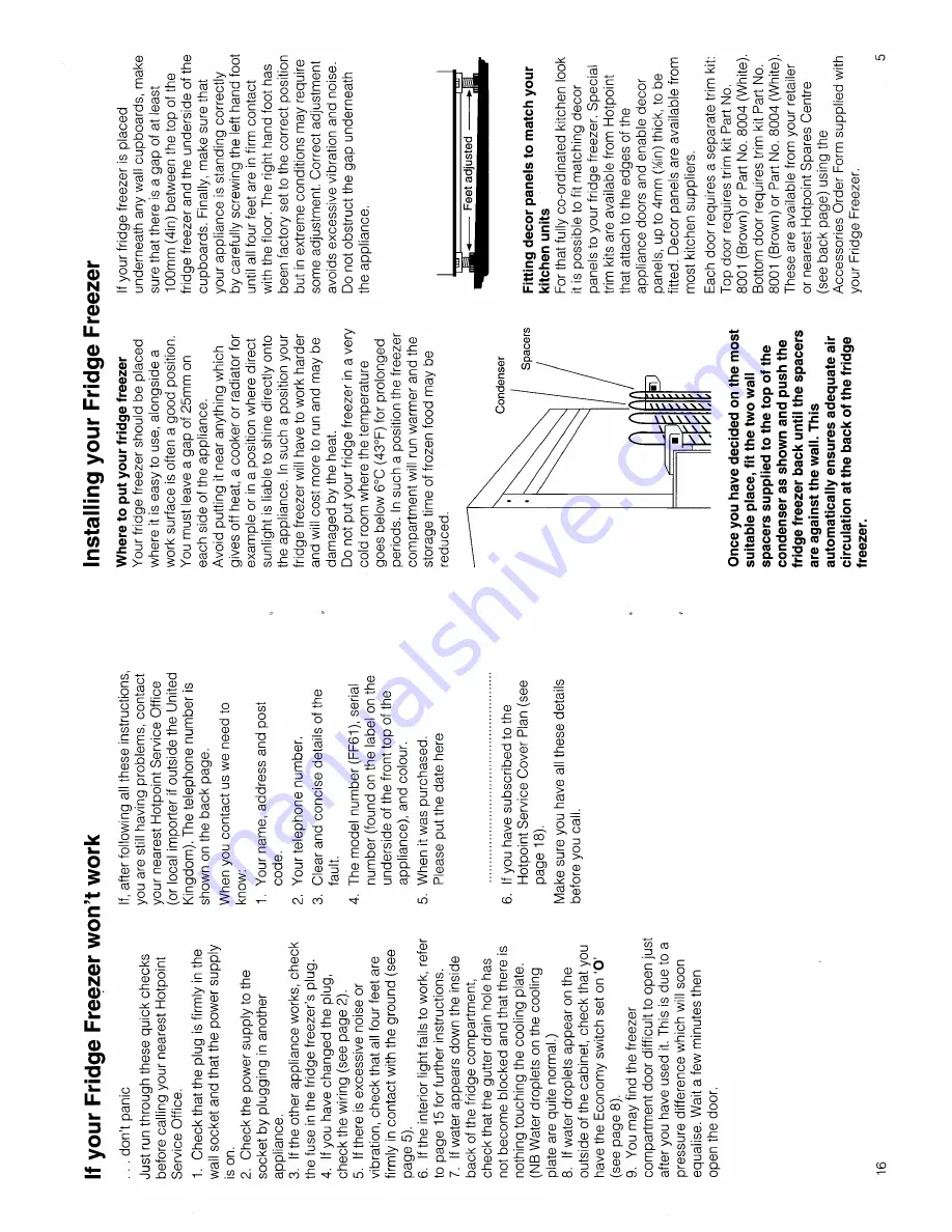 Hotpoint MISTRAL FF61 Handbook Download Page 5