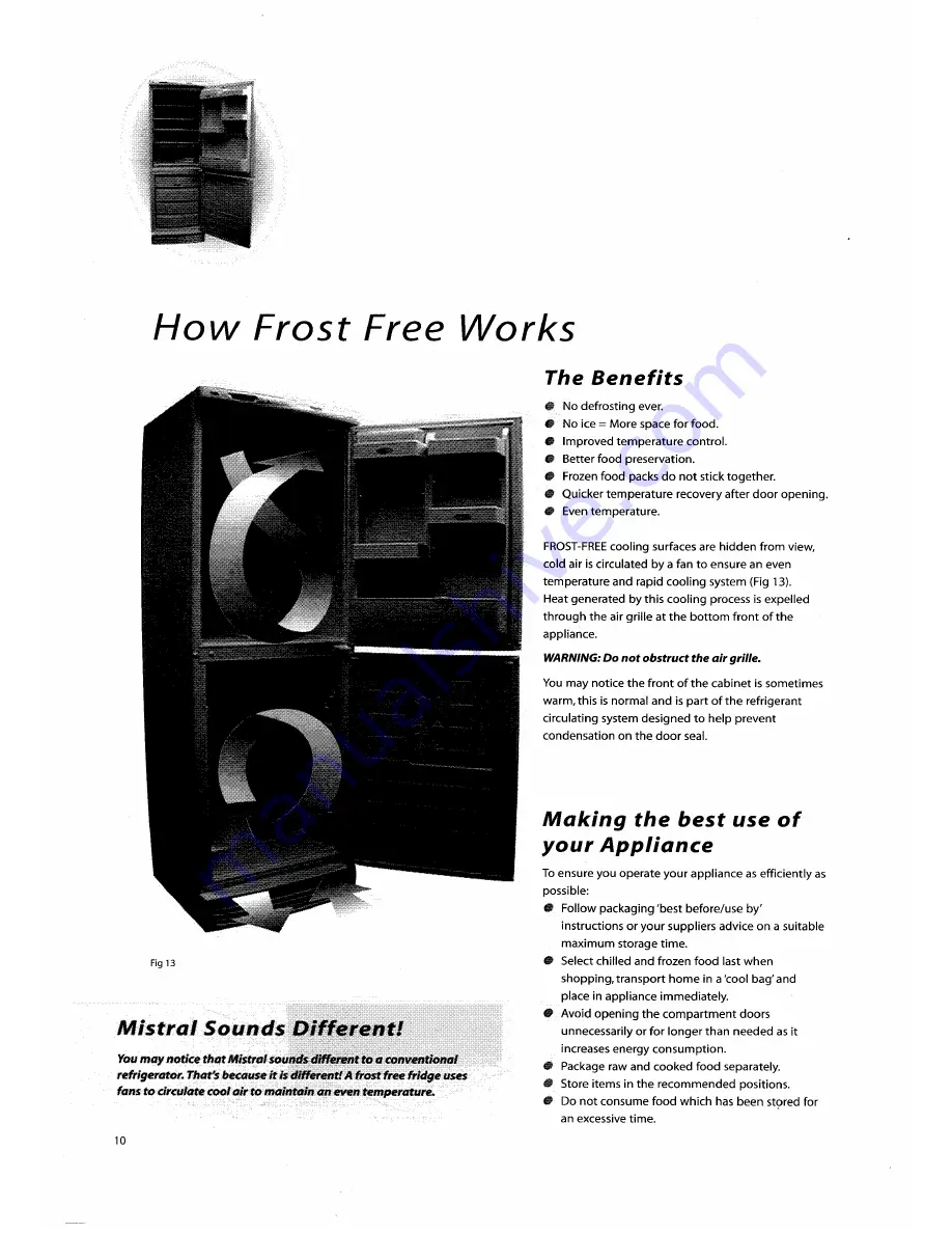 Hotpoint MISTRAL FF71 Instruction Manual Download Page 10