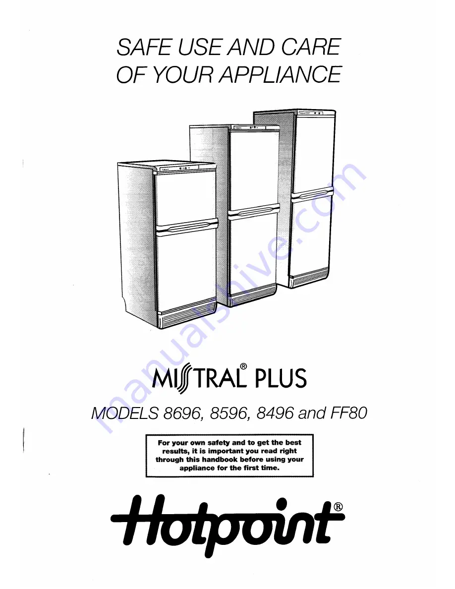 Hotpoint MISTRAL PLUS 8496 Instruction Manual Download Page 1