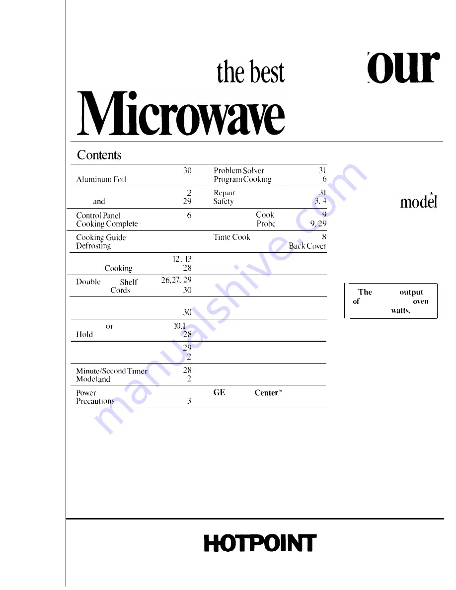 Hotpoint RE1021 Скачать руководство пользователя страница 1