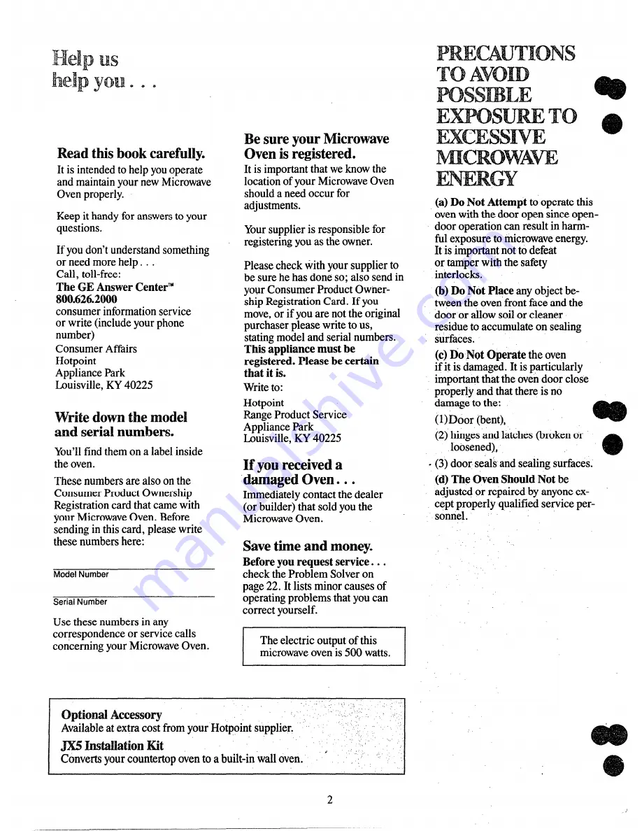 Hotpoint RE50C How To Get The Best Download Page 2