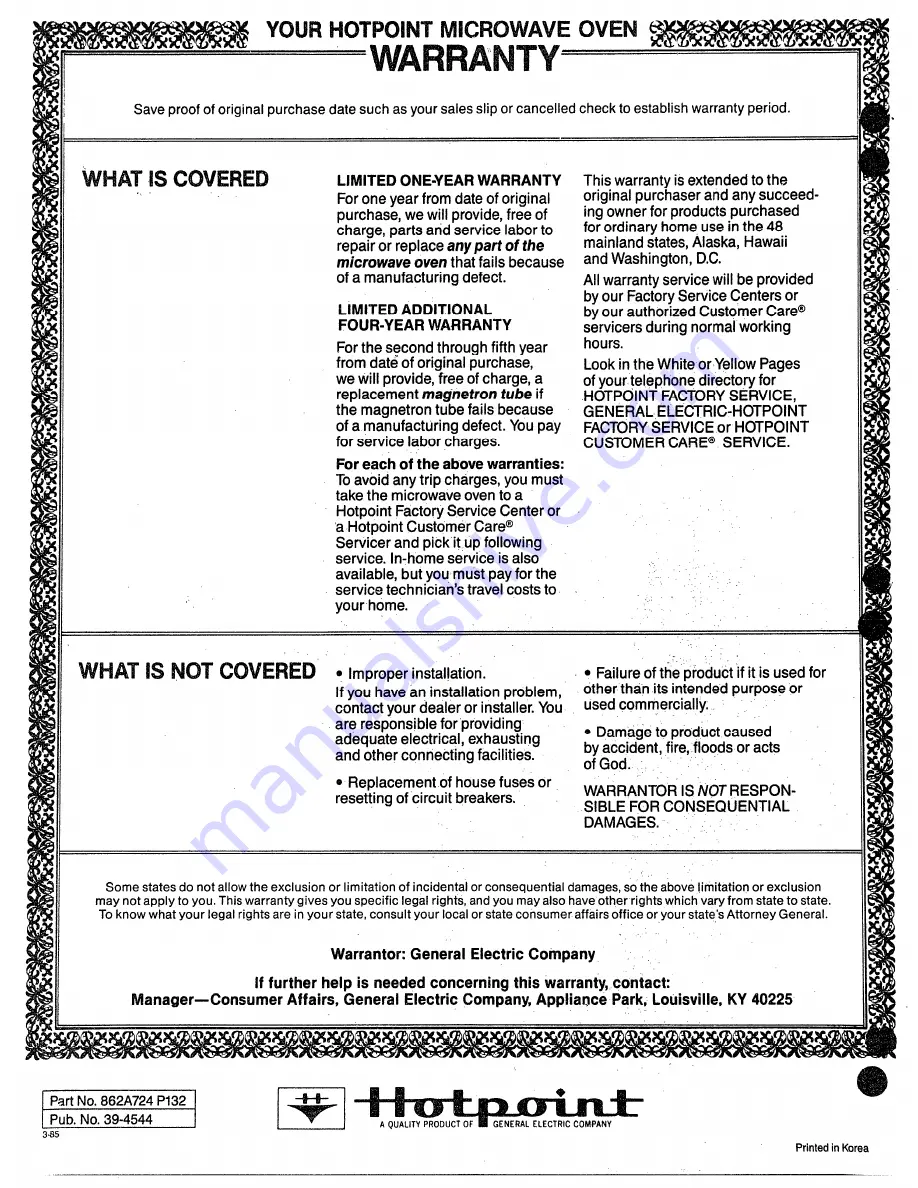 Hotpoint RE63 Use And Care Manual Download Page 12