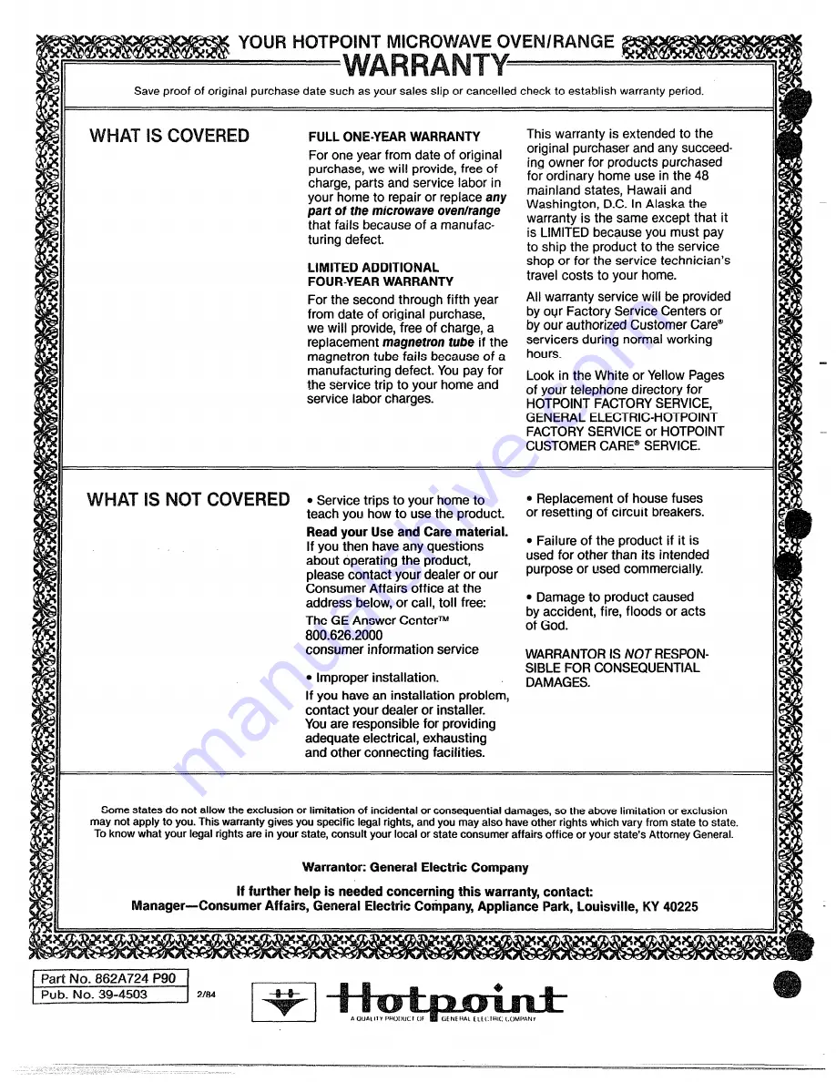 Hotpoint RE965 Use And Care Manual Download Page 18