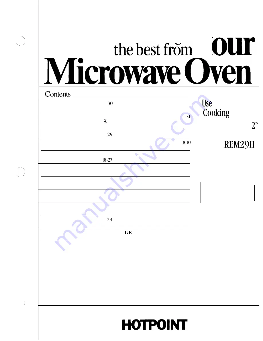 Hotpoint REM29H Use And Care & Cooting Manual Download Page 1